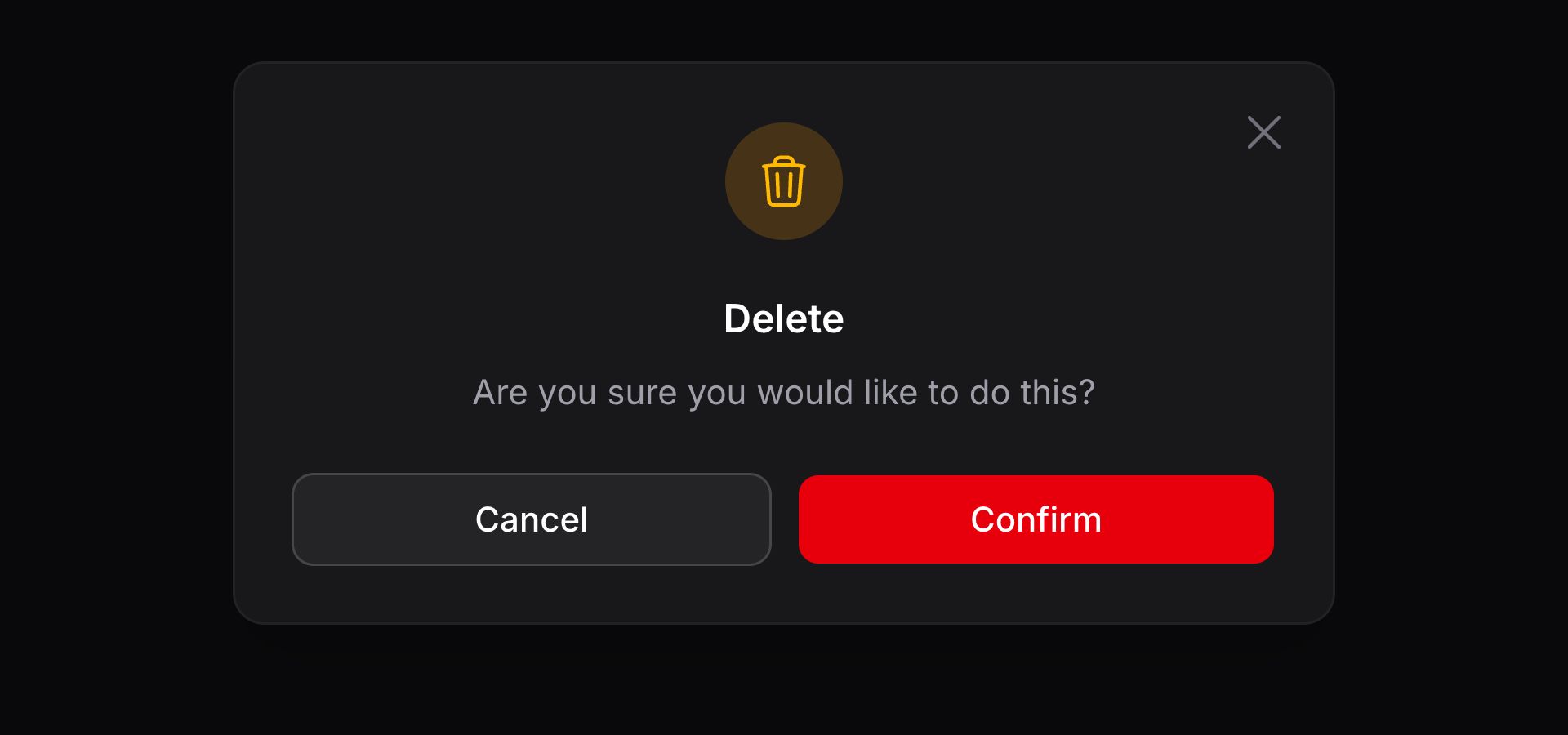 Confirmation modal with custom icon color