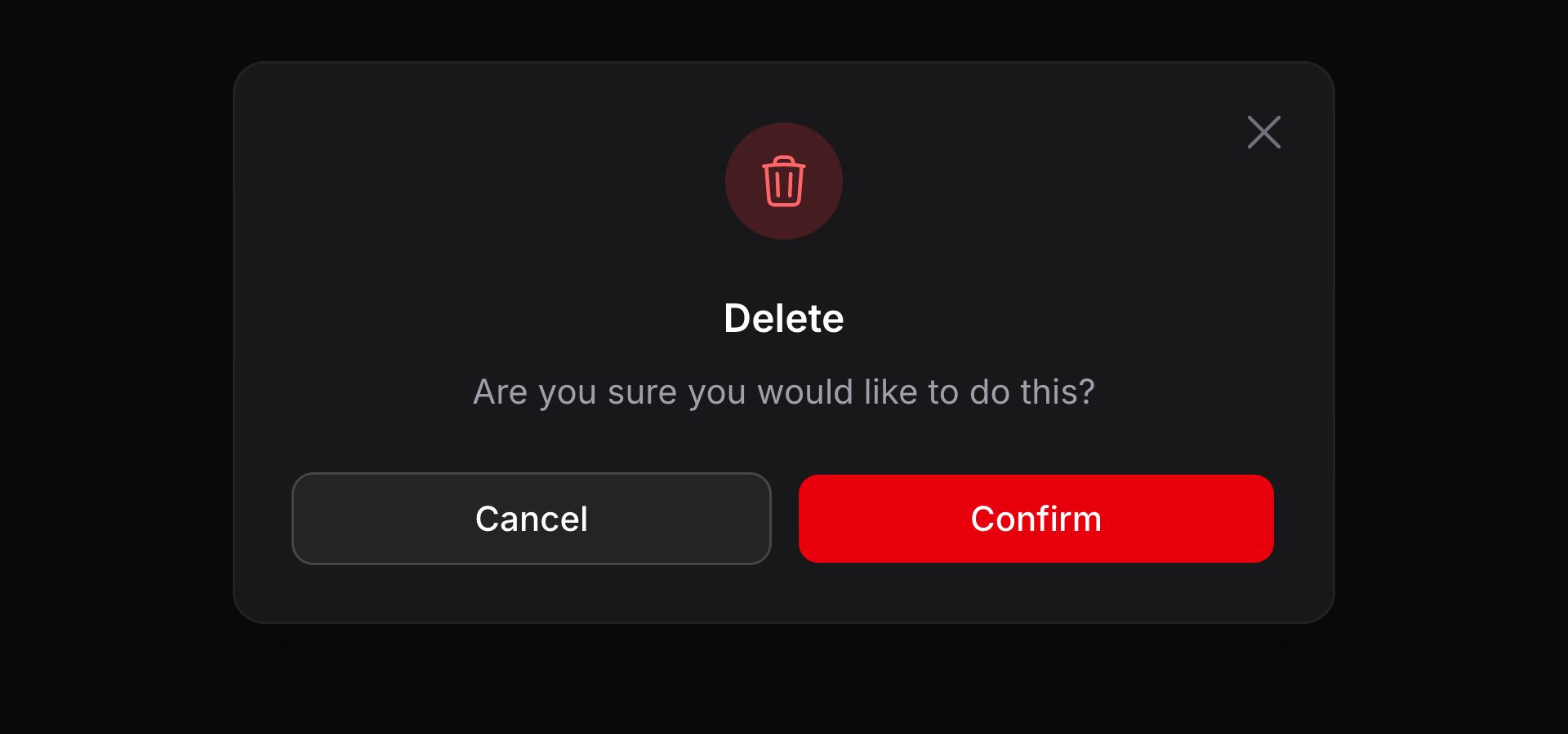 Confirmation modal with icon