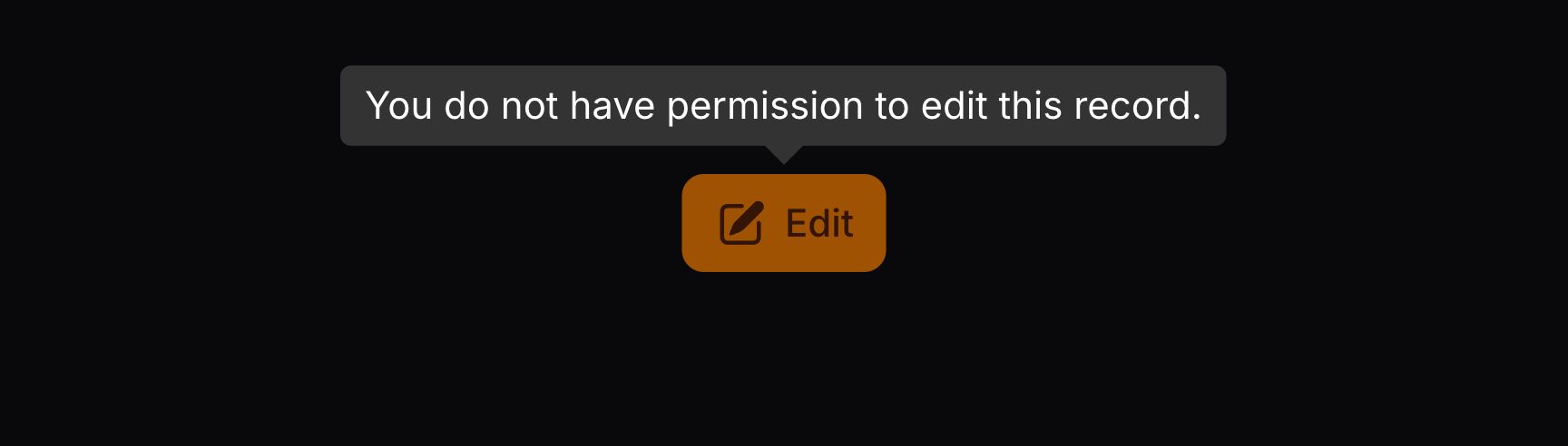 Disabled action button with an authorization tooltip