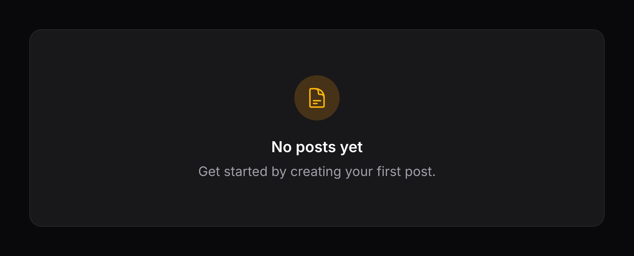 An empty state with a description