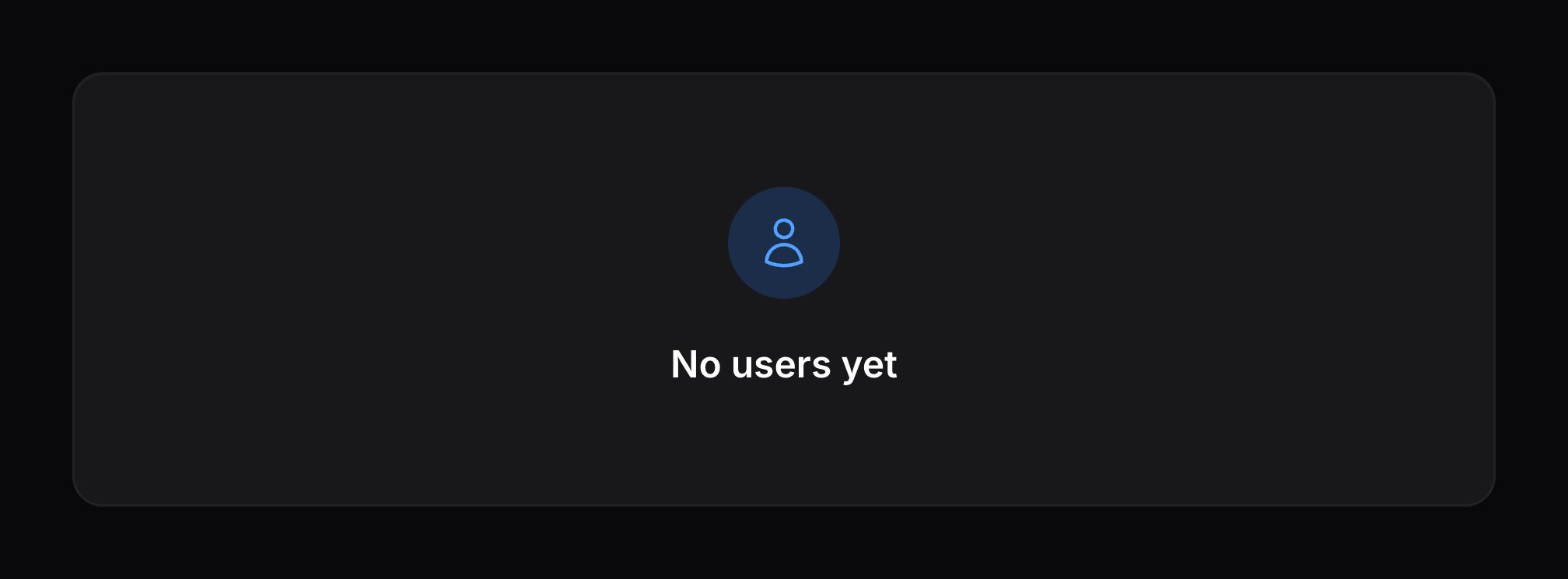 An empty state with a colored icon
