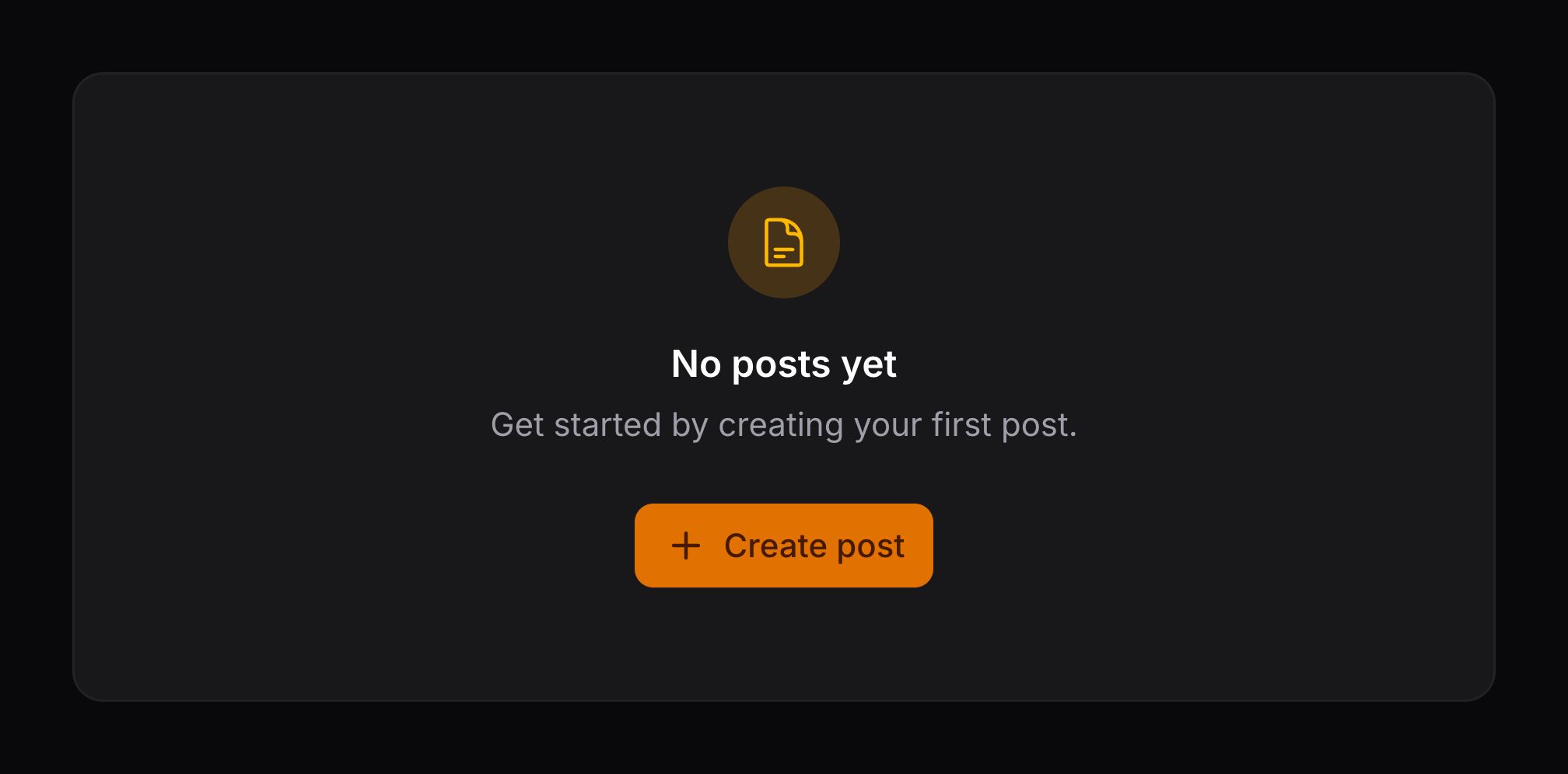 An empty state with icon, description and action button