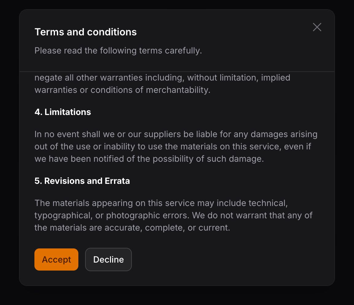 A modal with a sticky header