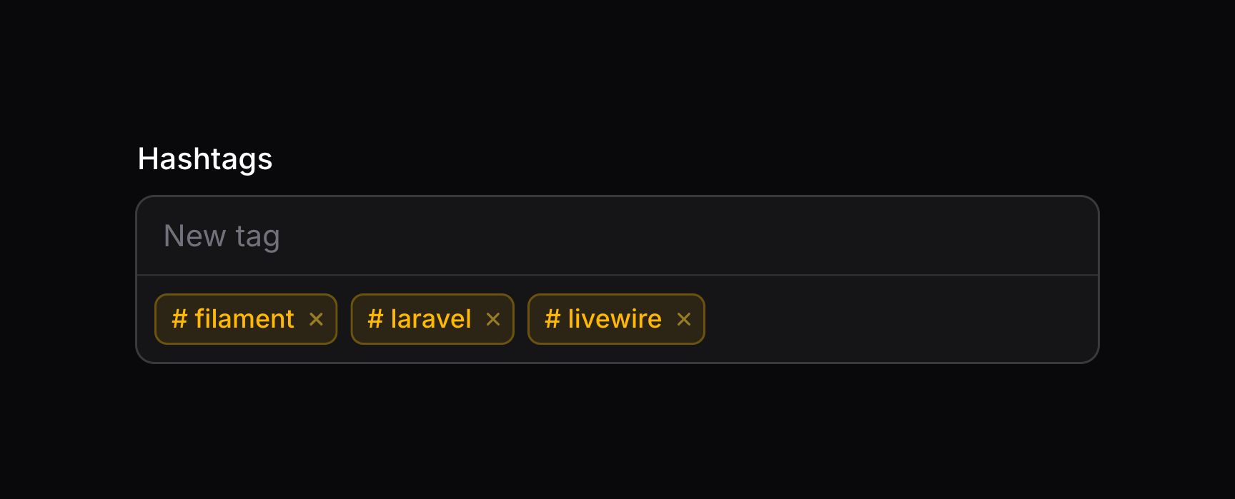 Tags input with tag prefix