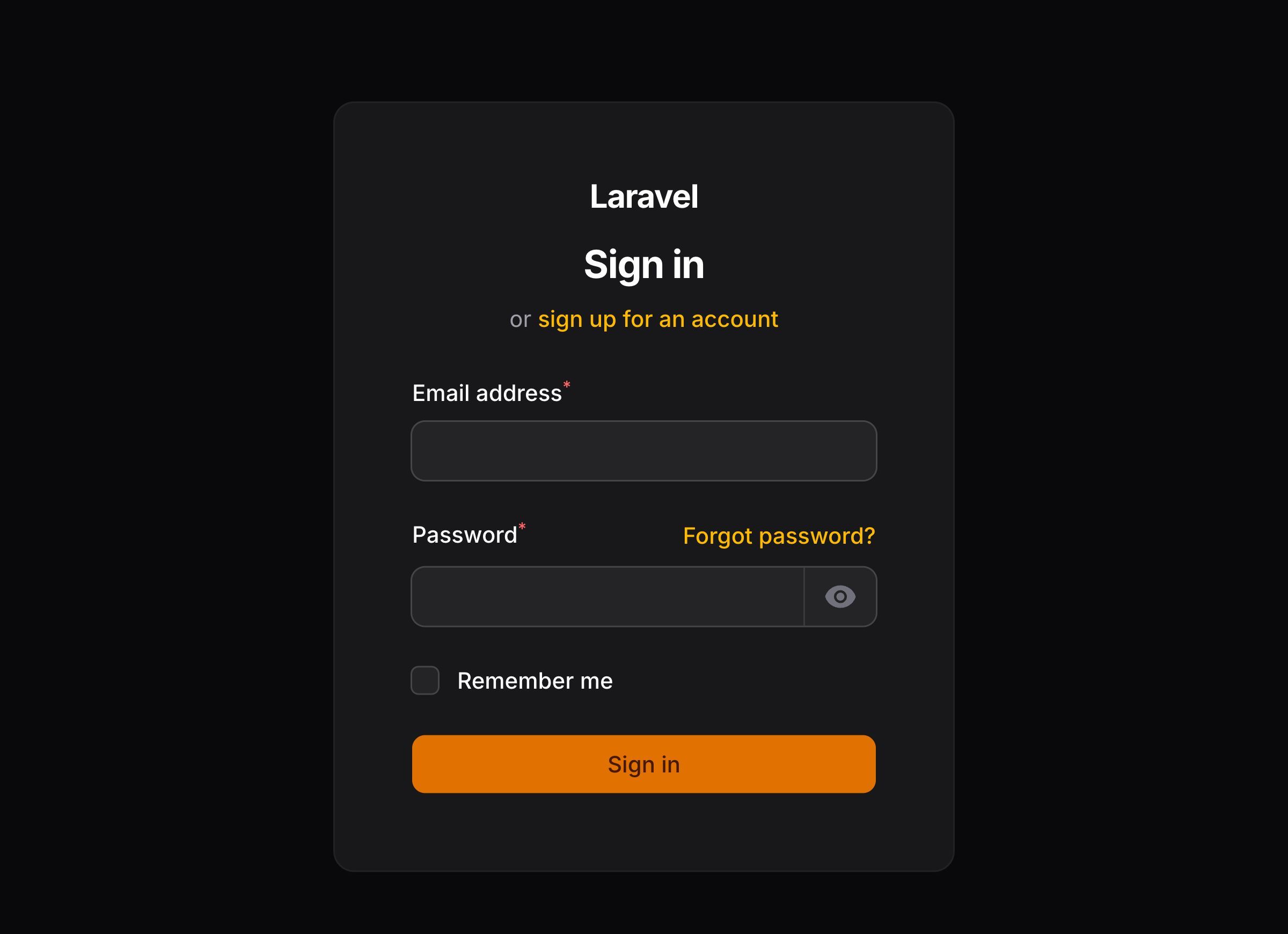 Login page with small max content width