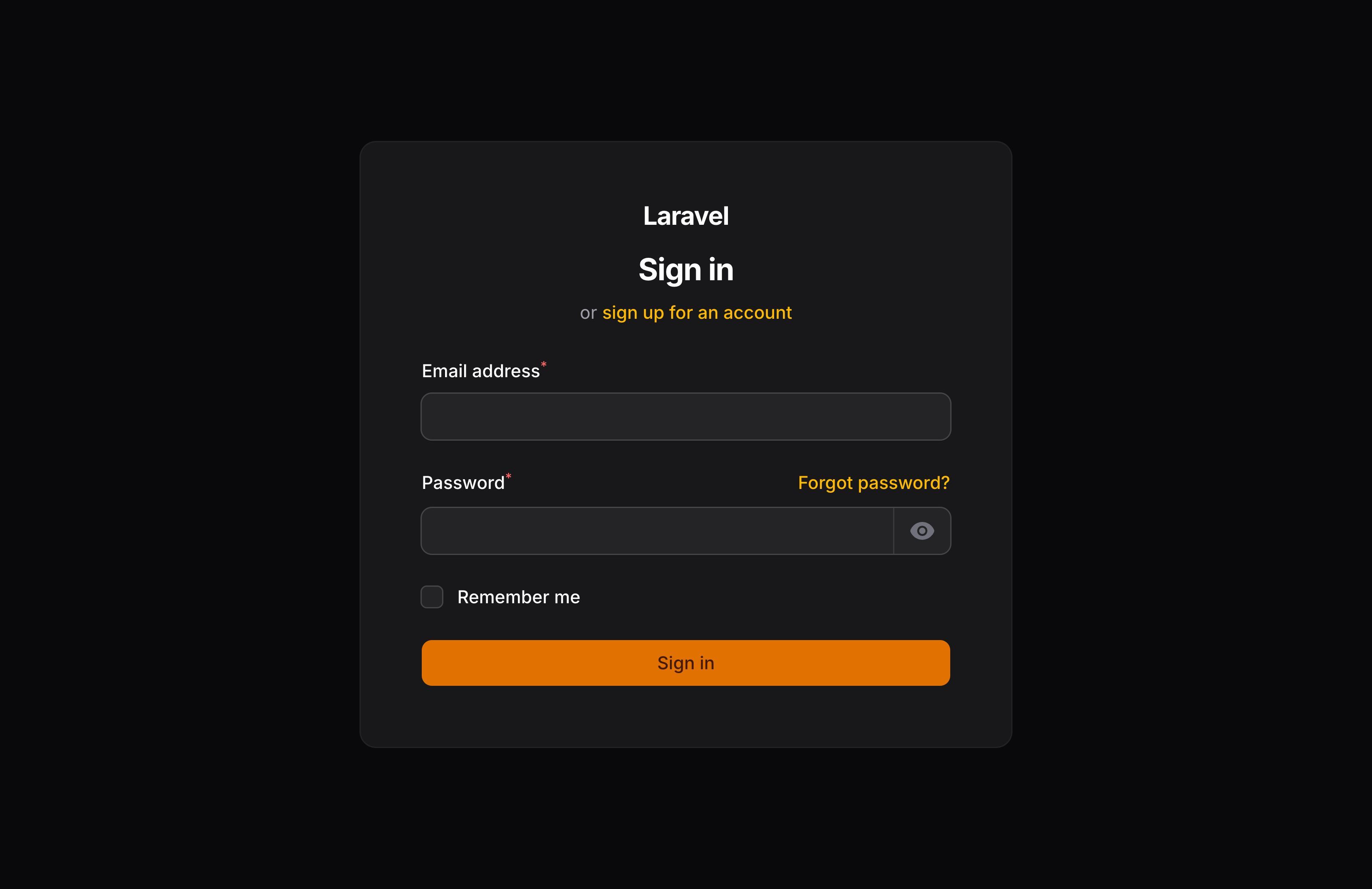 The default login page