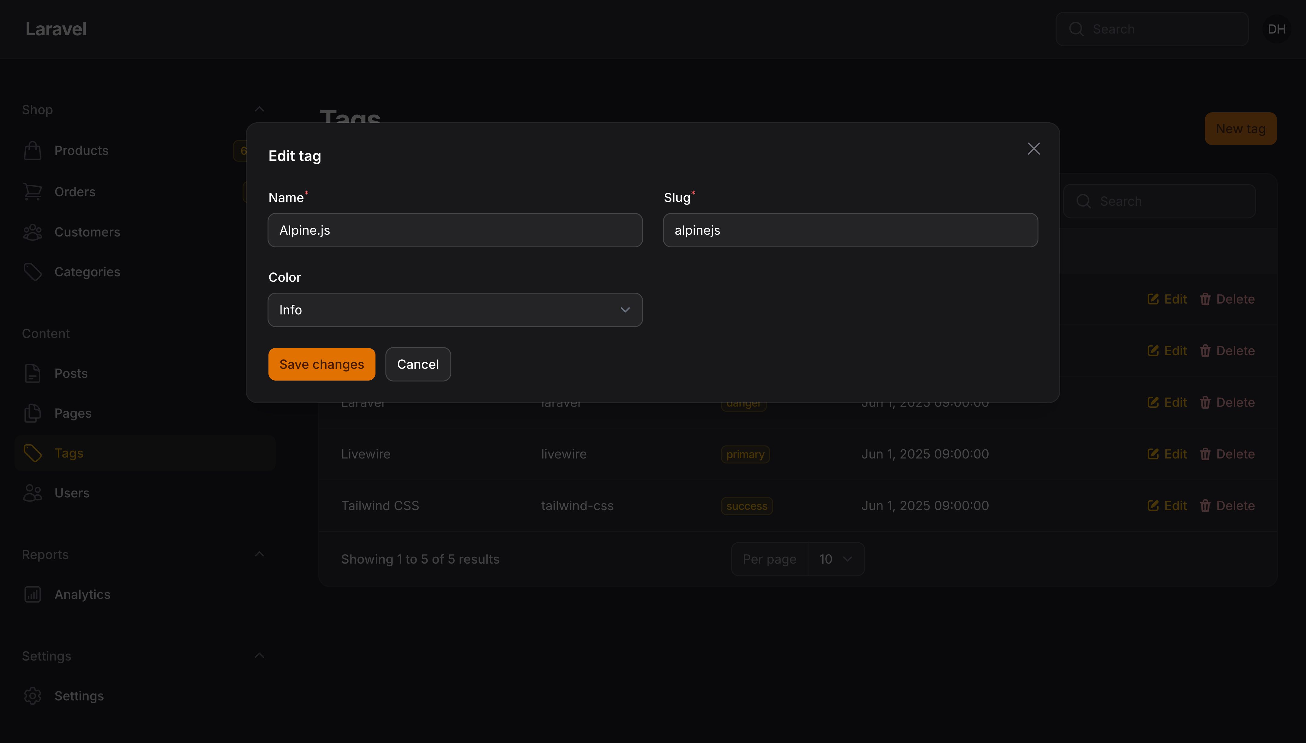 Simple (modal) resource edit modal