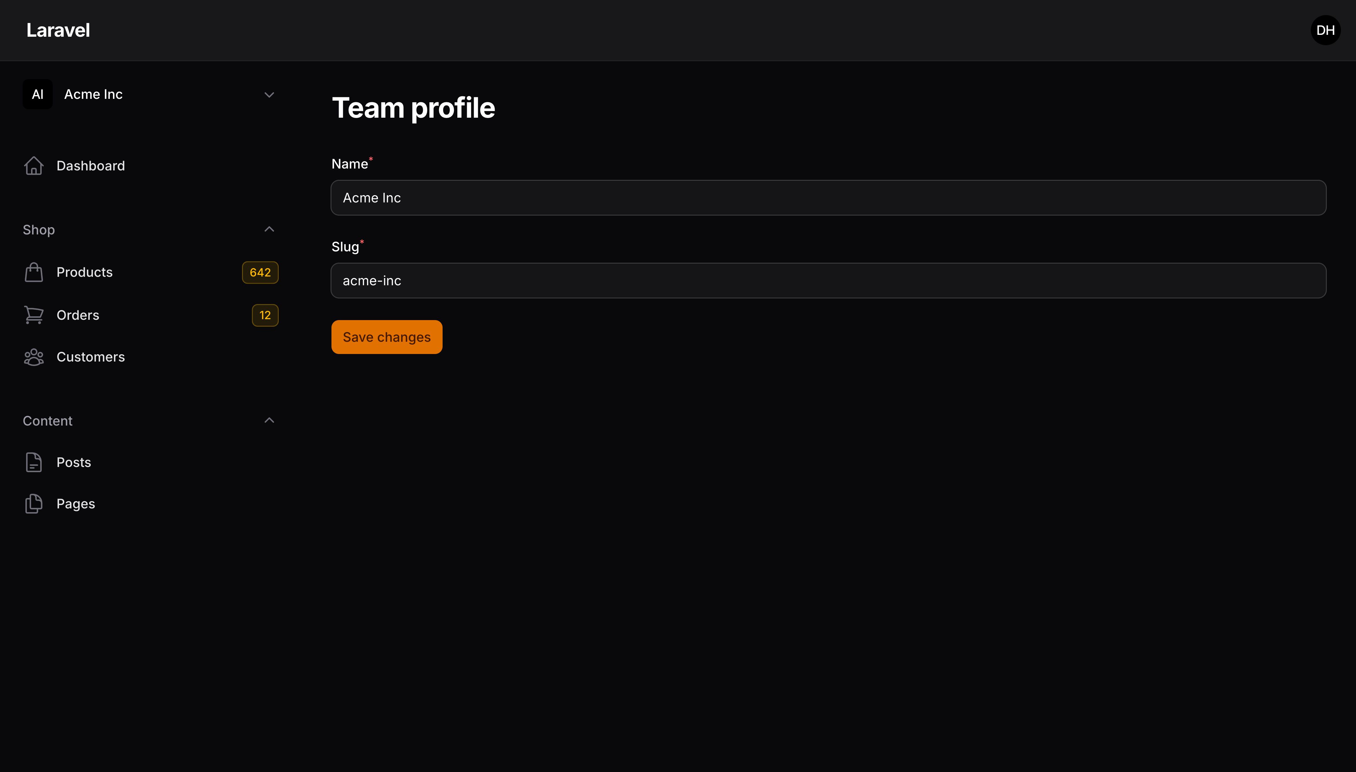 Tenant profile page