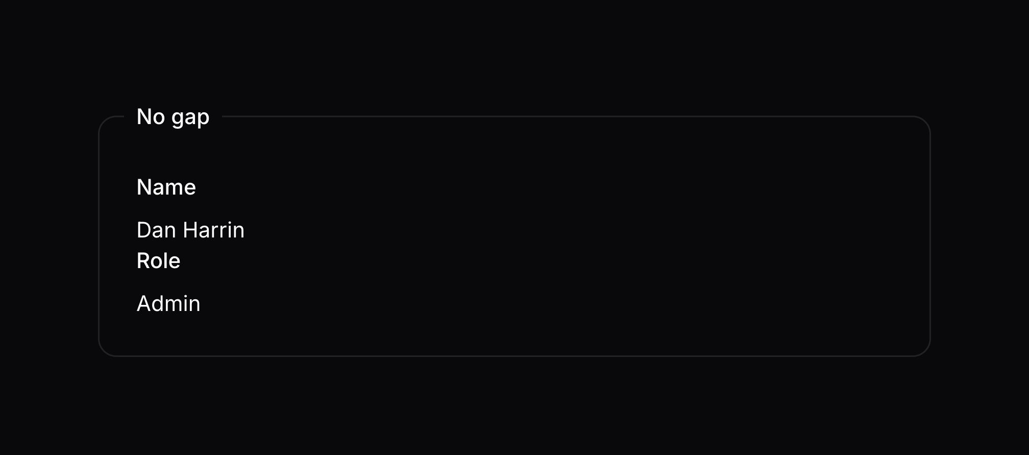 A layout with no gap