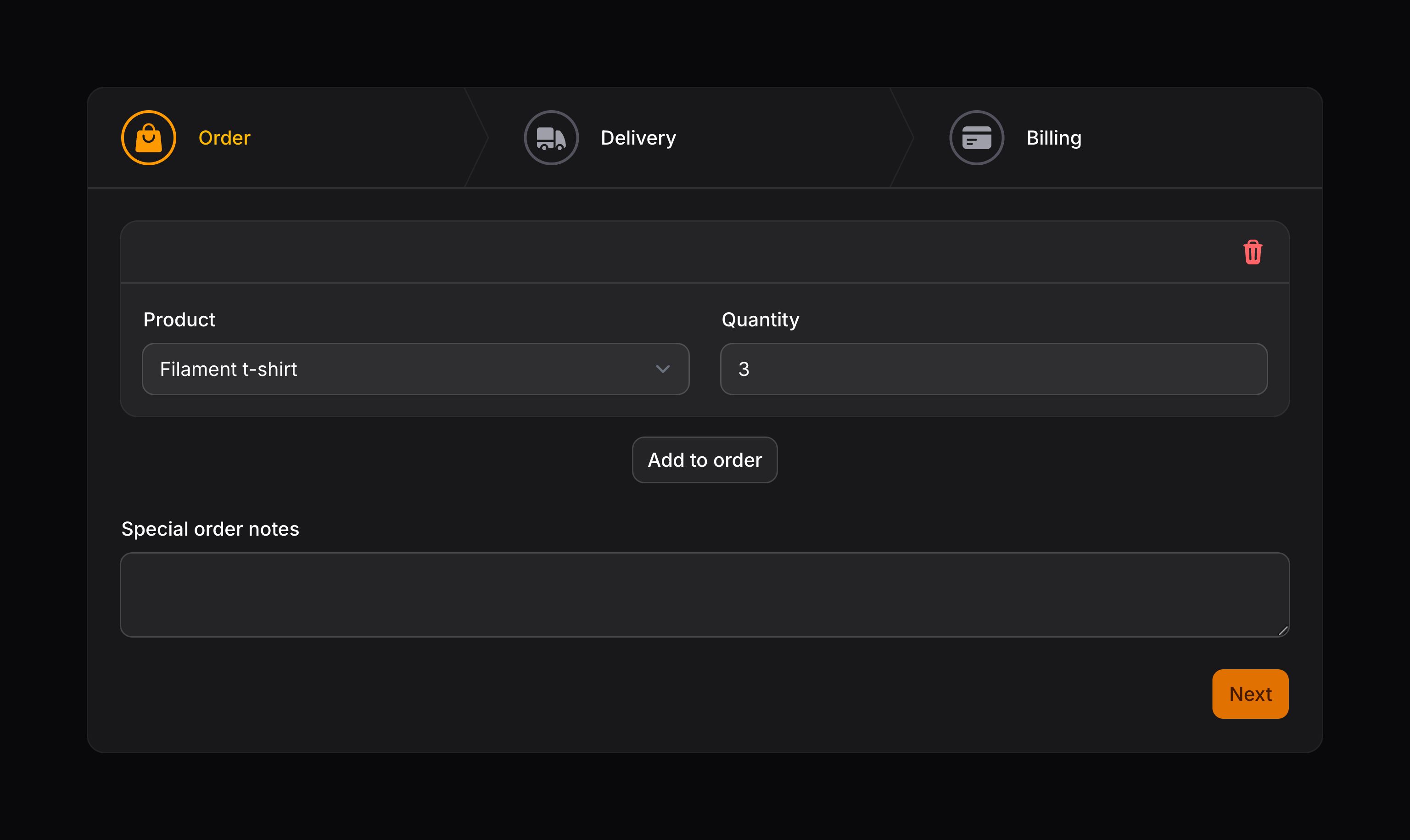 Wizard with step icons