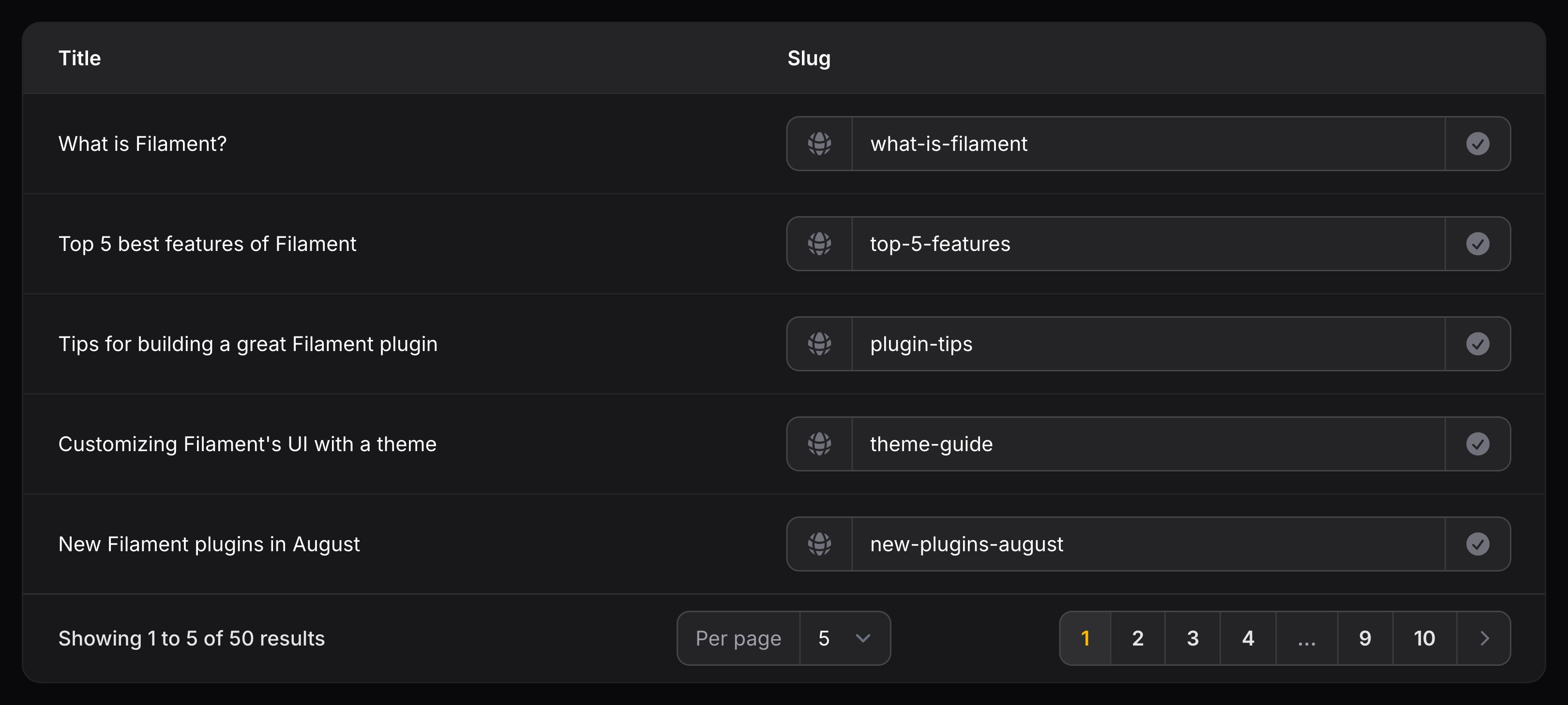 Text input column with prefix icon