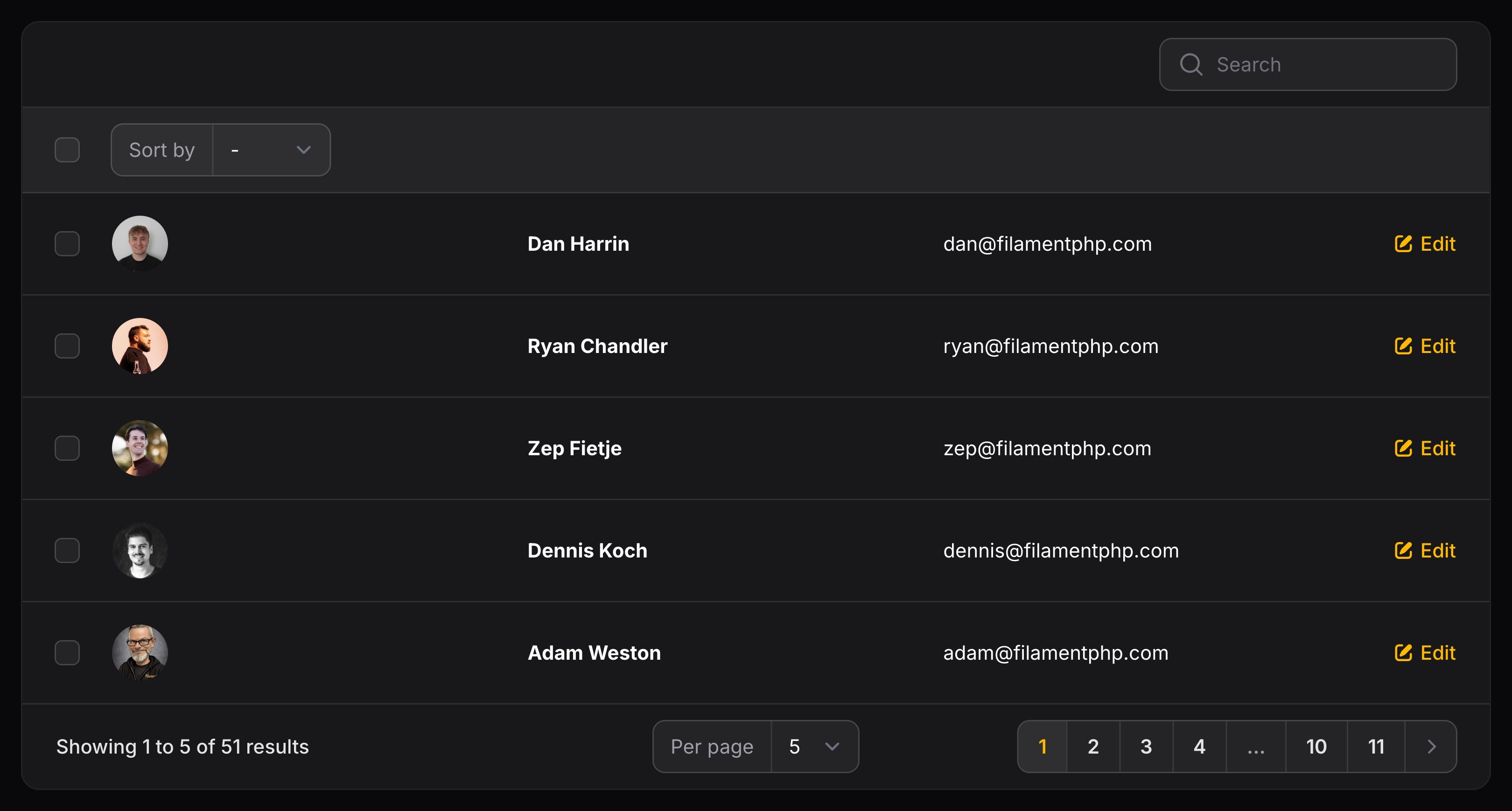 Table with a split layout on desktop