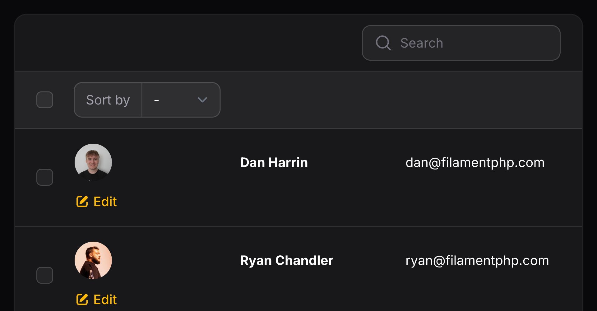 Table with a split layout on mobile