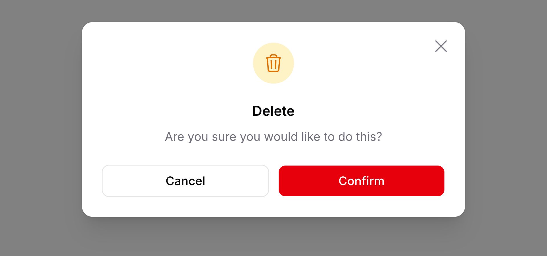 Confirmation modal with custom icon color