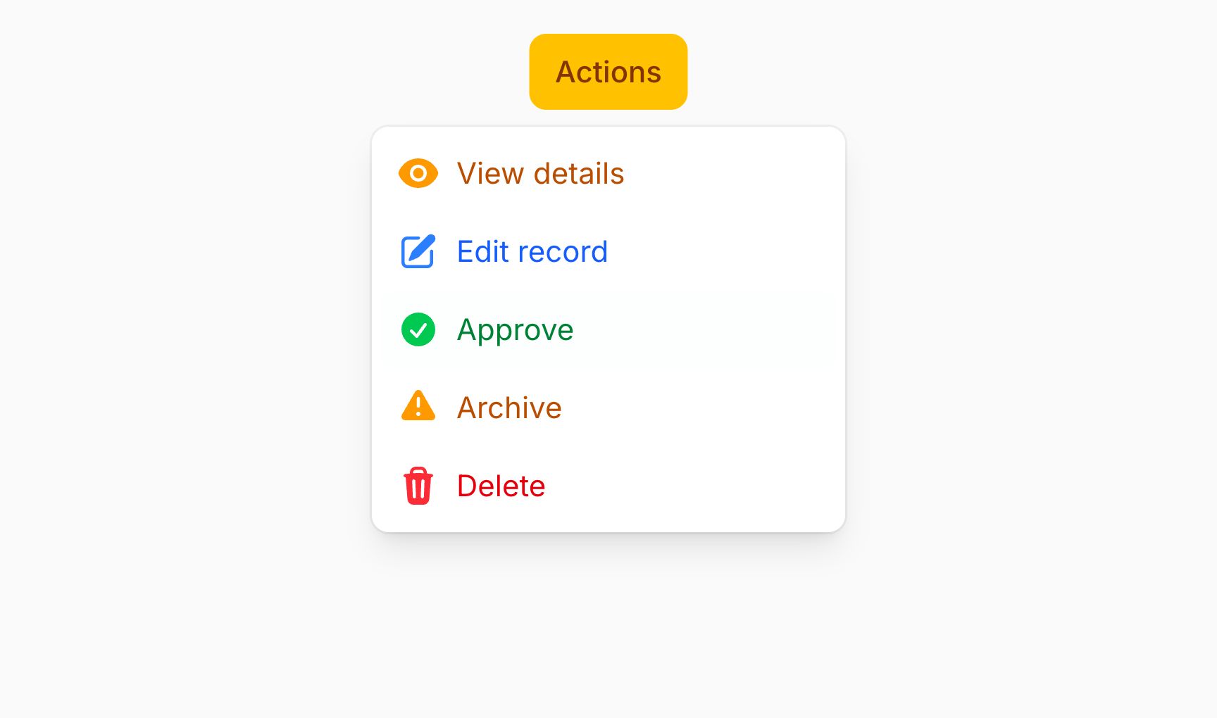 Dropdown items in different colors