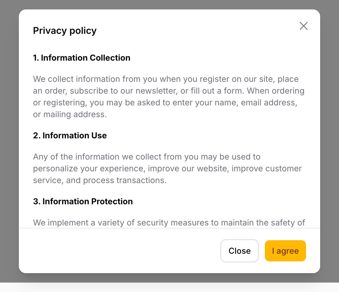 A modal with a sticky footer