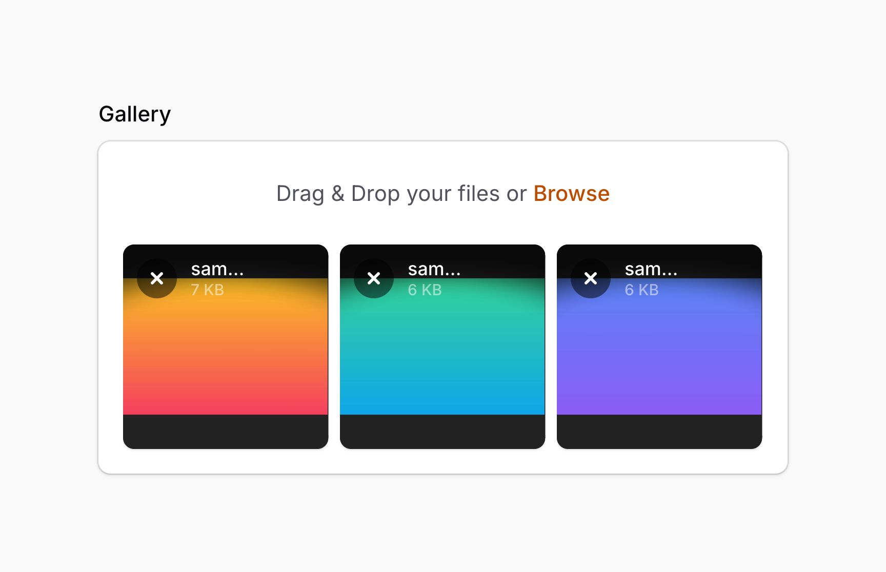File upload with grid layout