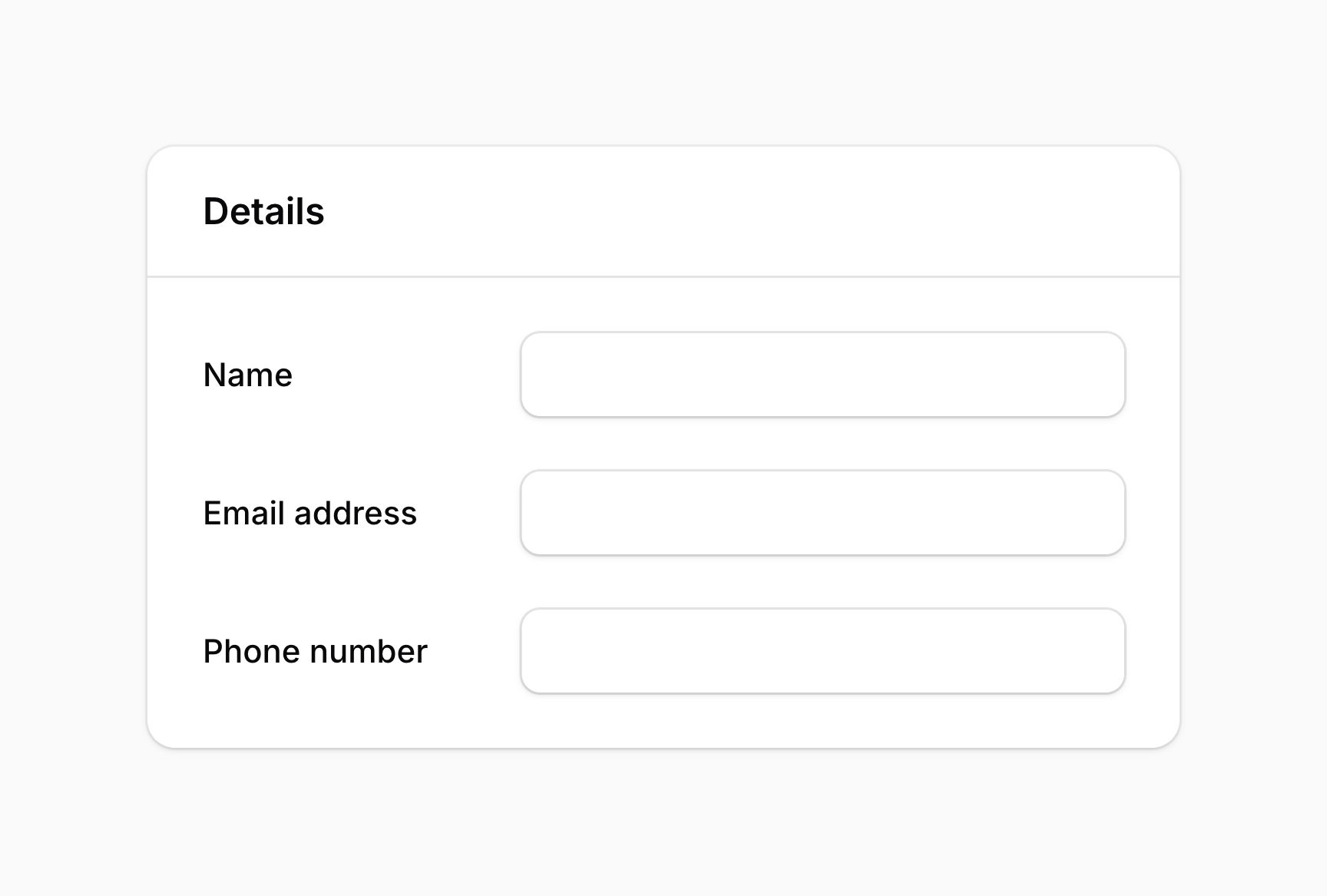 Form fields with inline labels in a section