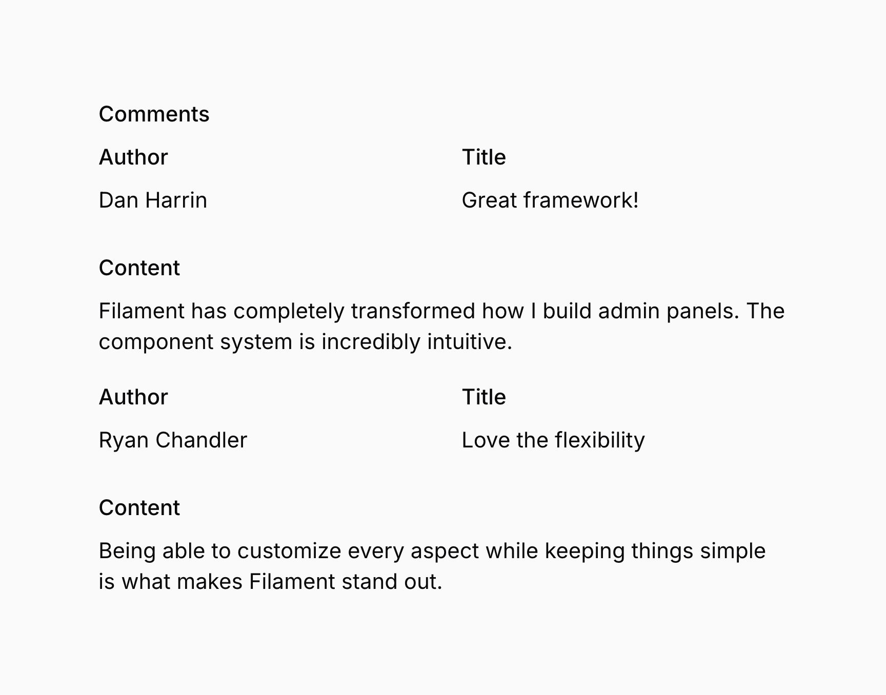 Repeatable entry without styled container