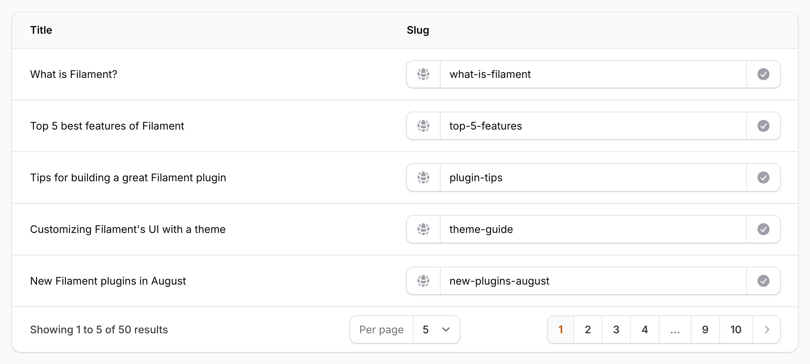 Text input column with prefix icon