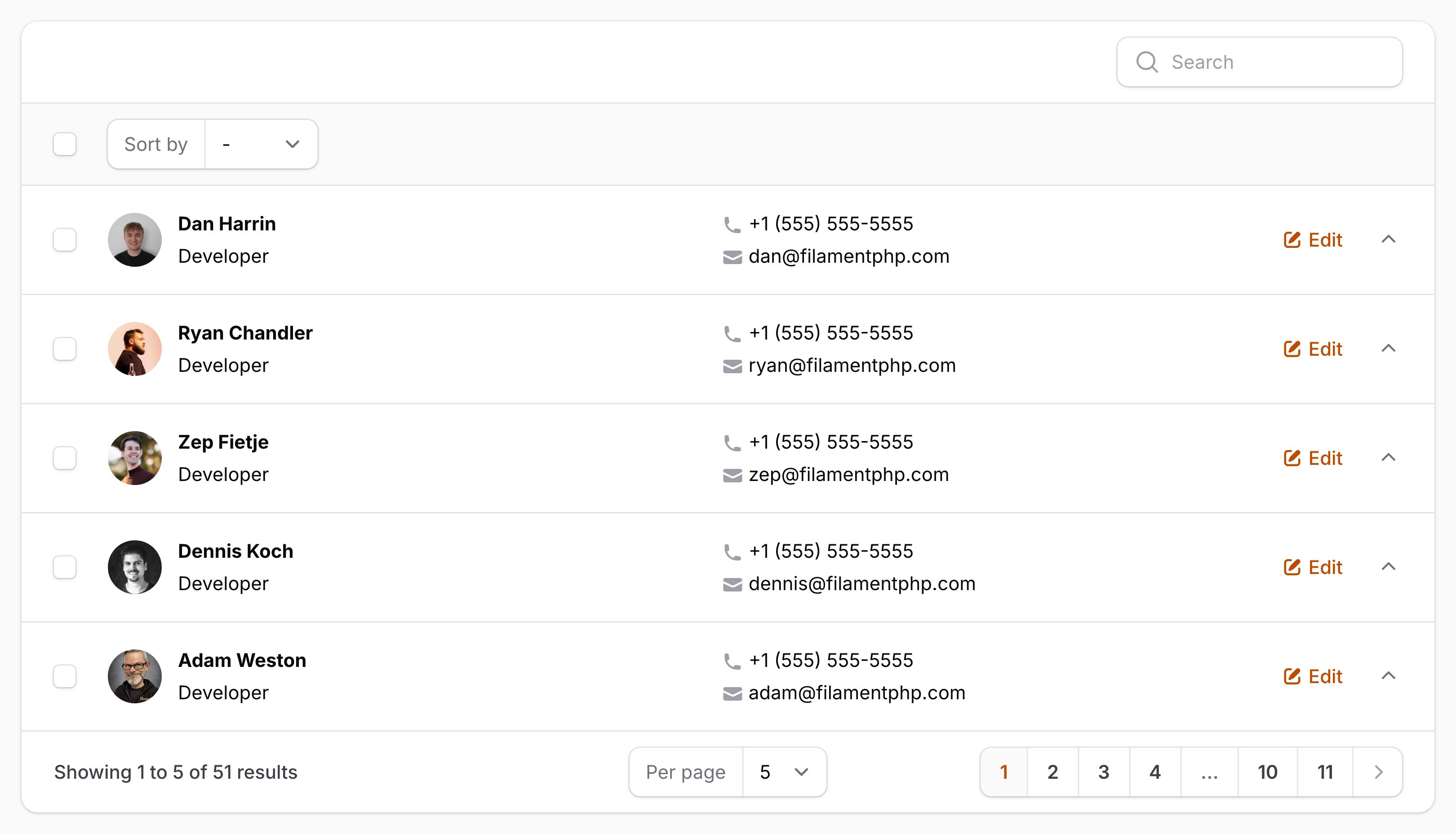 Table with responsive layout