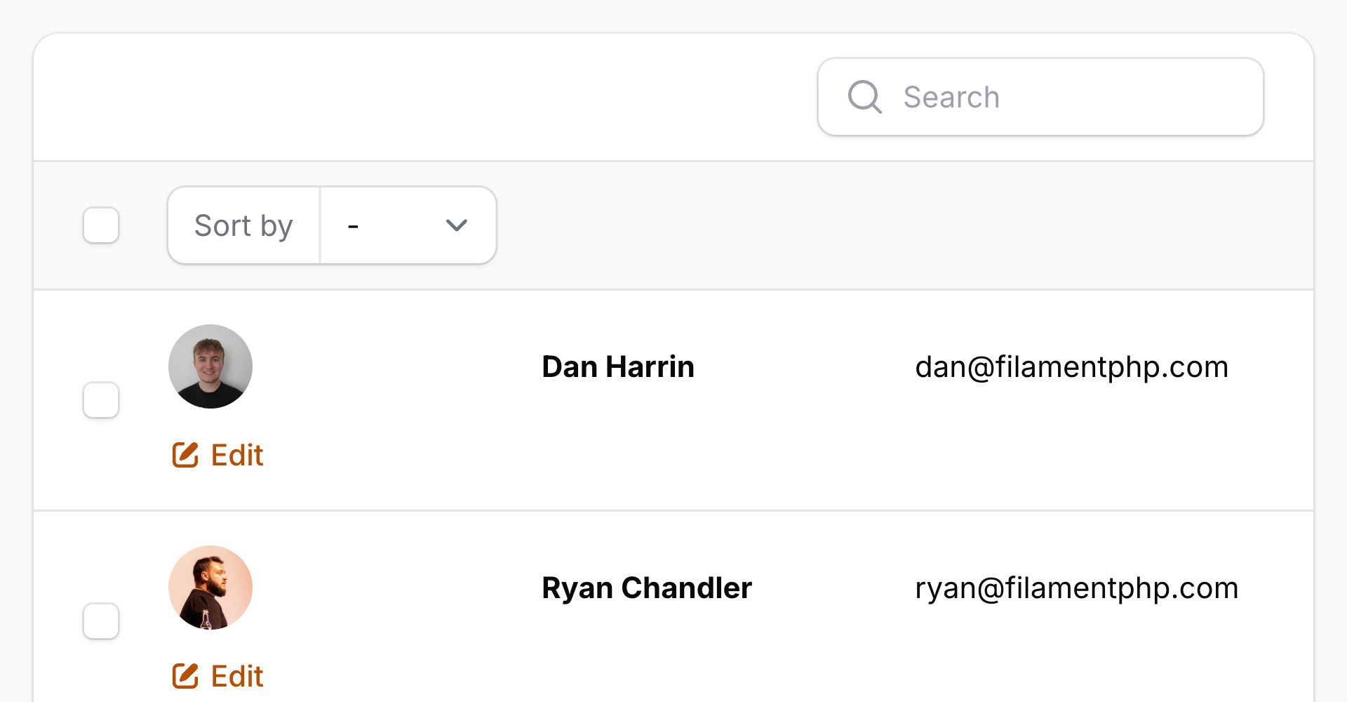 Table with a split layout on mobile